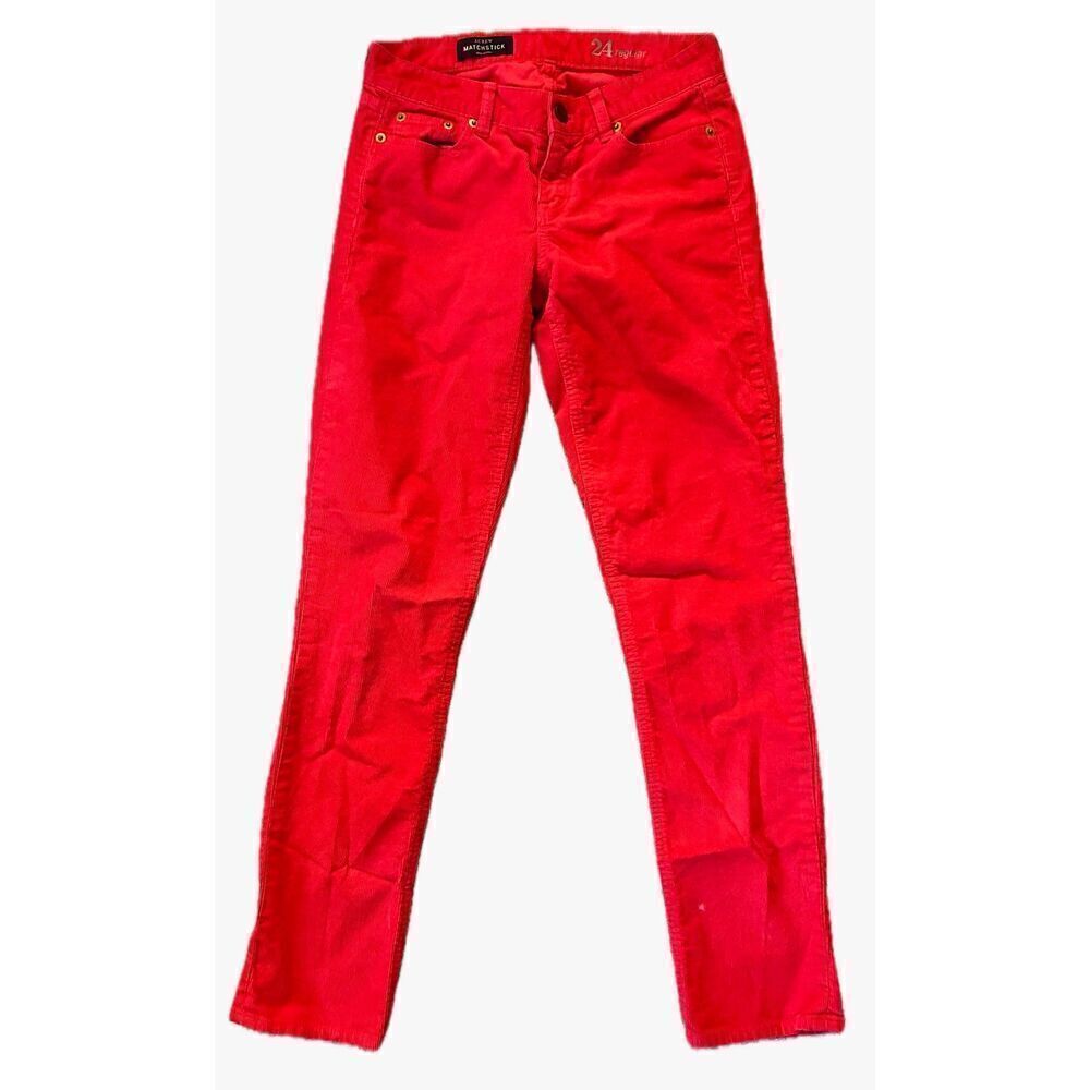 J Crew 24R Matchstick Red Ribbed Pants corduroy